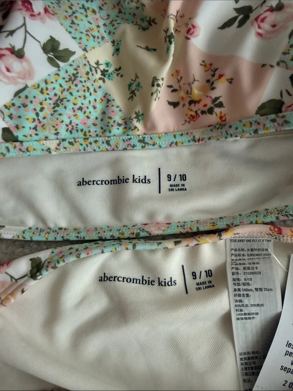 Abercrombie Kids Floral Patchwork Girls' Bikini Set - Pink sz 9/10